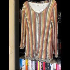 Multicolor Nie + Zoe Striped Cardigan and Soprano White Top
